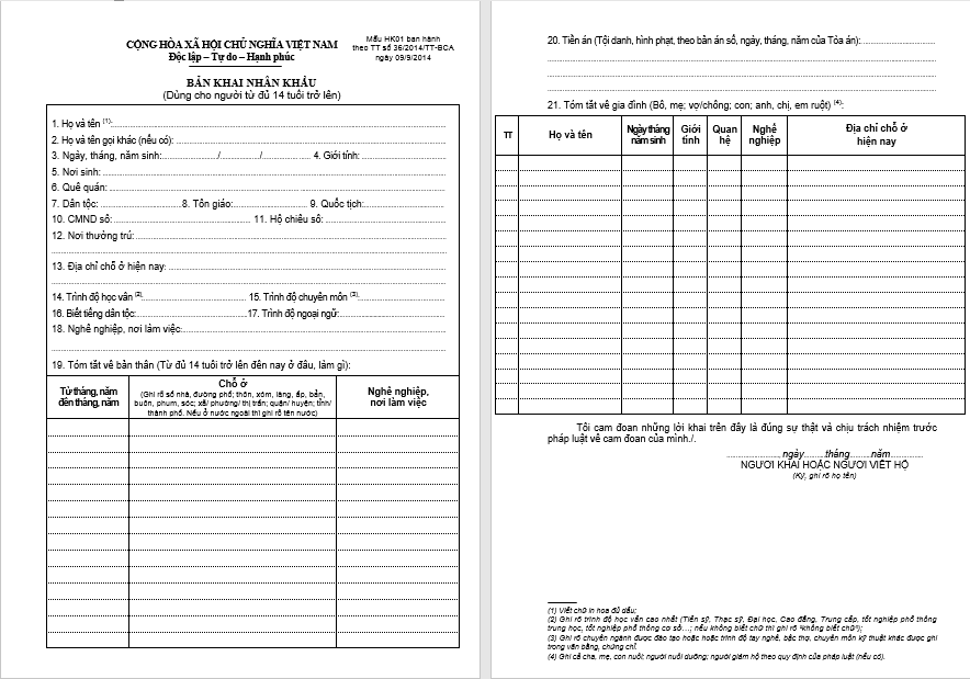 bản khai nhân khẩu mẫu hk01